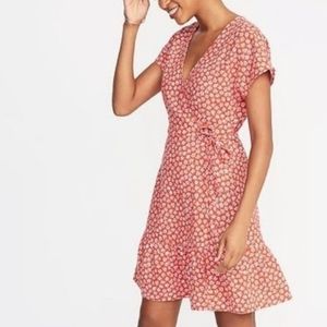 Old Navy Red Floral Wrap Dress Size XXL